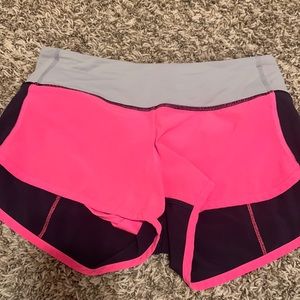 Lululemon multi color speed up shorts size 4